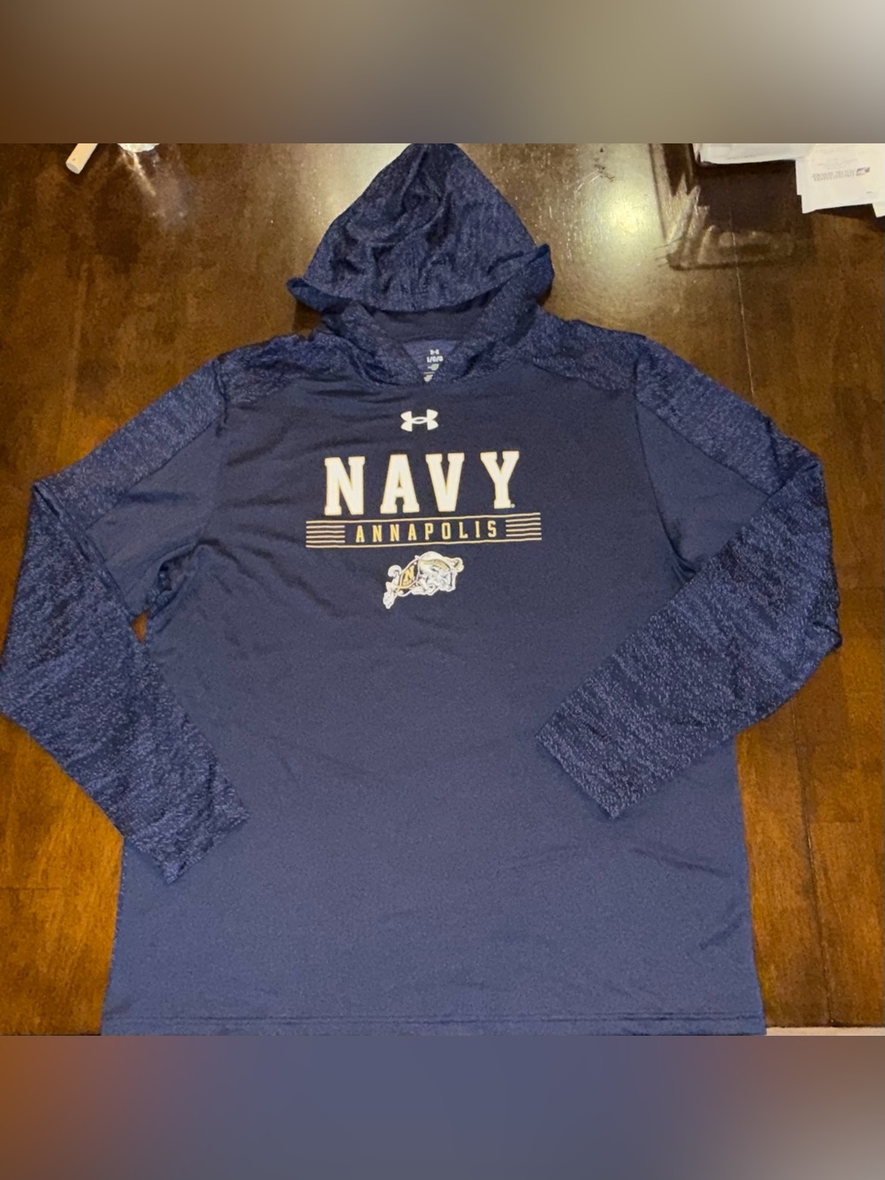 Under Armour Navy Annapolis Lightweight Hooded Long Sleeve Shirt Men’s Large